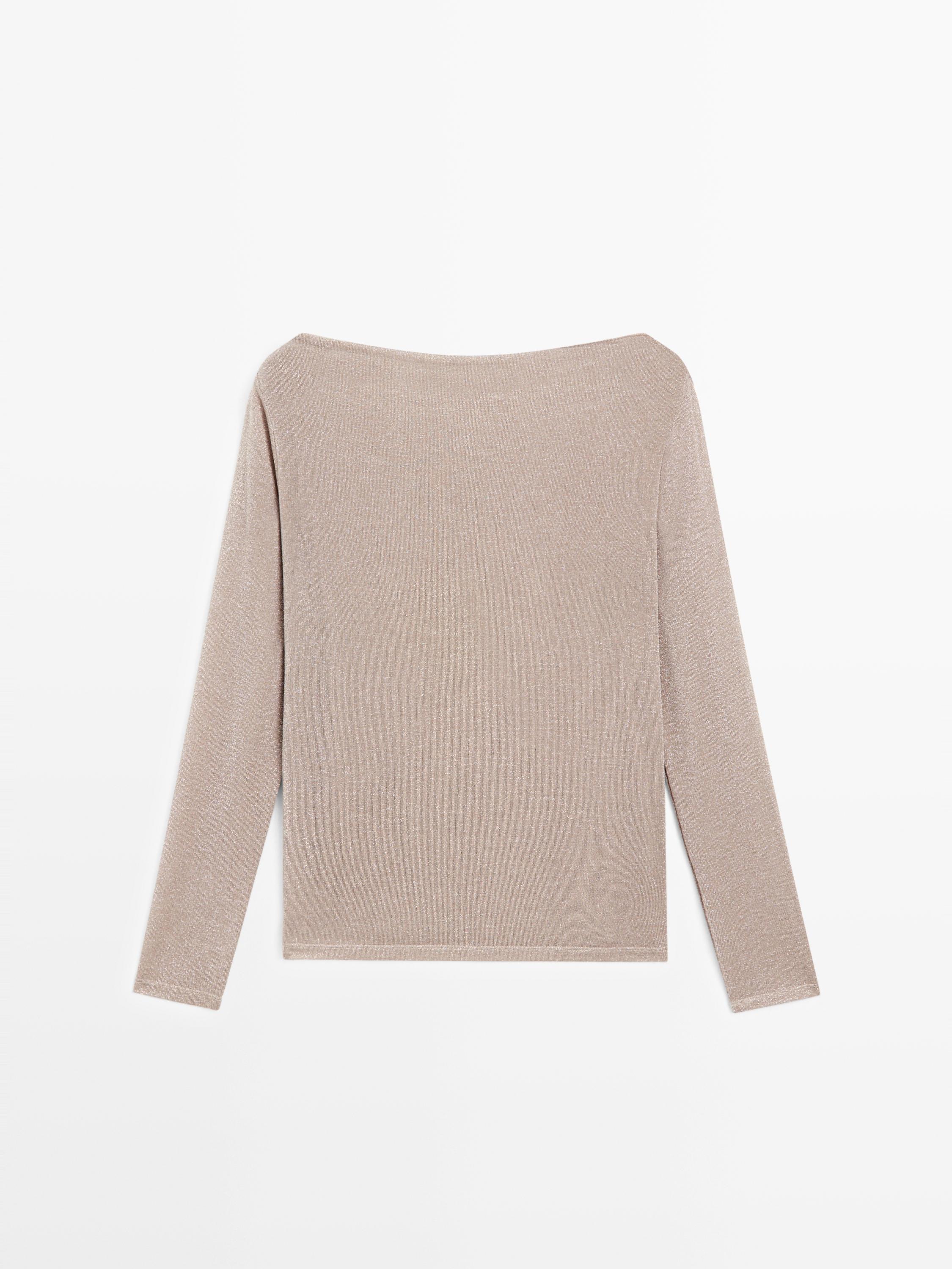 T-shirt à col bateau finition métallisée